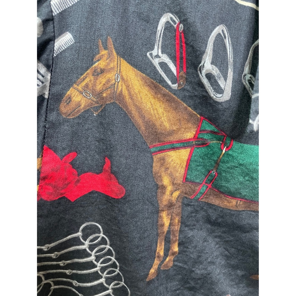 Lauren Ralph Lauren Equestrian Horse Bridle Button Up Shirt Black Old Money XL - Picture 2 of 10